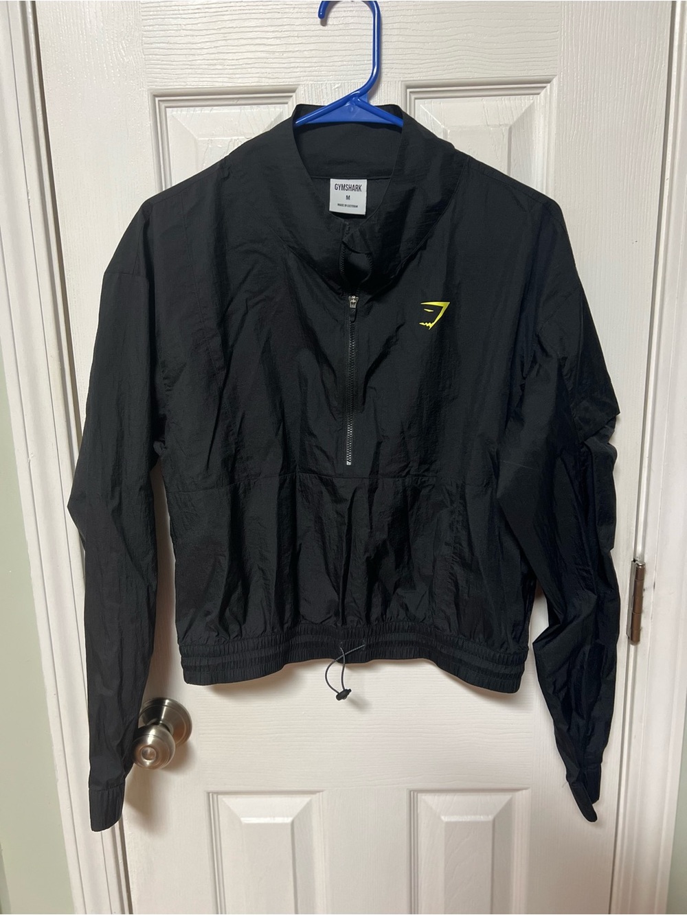 Gymshark Black Lightweight Half-Zip Windbreaker with Neon Logo